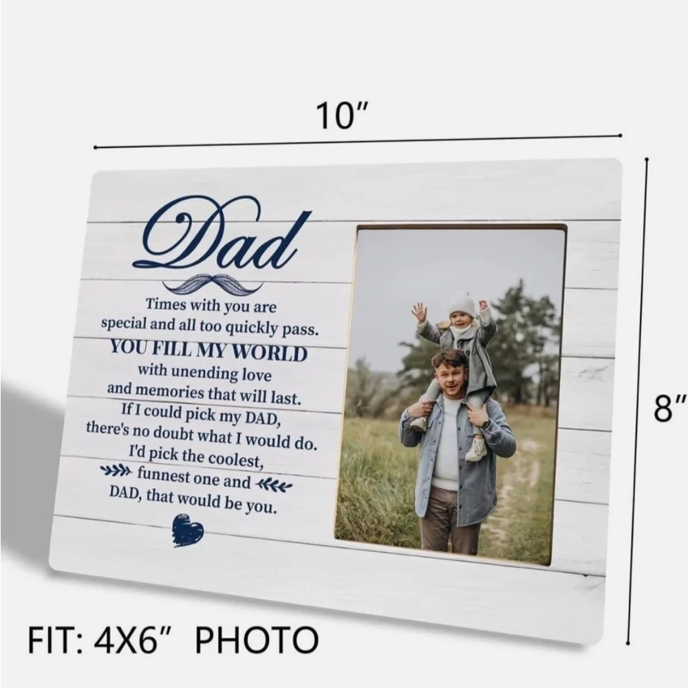Dear Dad Grey Sentiment 4 x 6 Photo Frame
